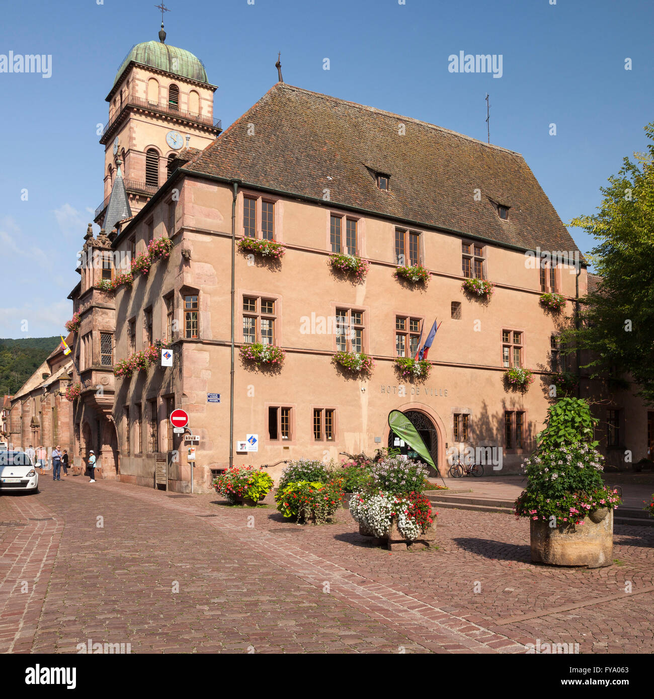 City Hall and tower of the Church of SainteCroix, Kaysersberg, Alsace