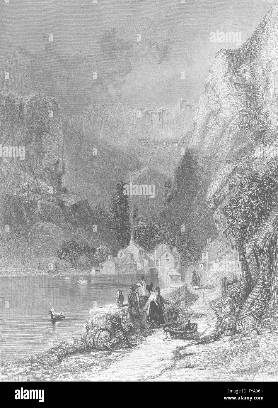 SOMT High rocks at Cheddar 1898 old antique vintage print picture