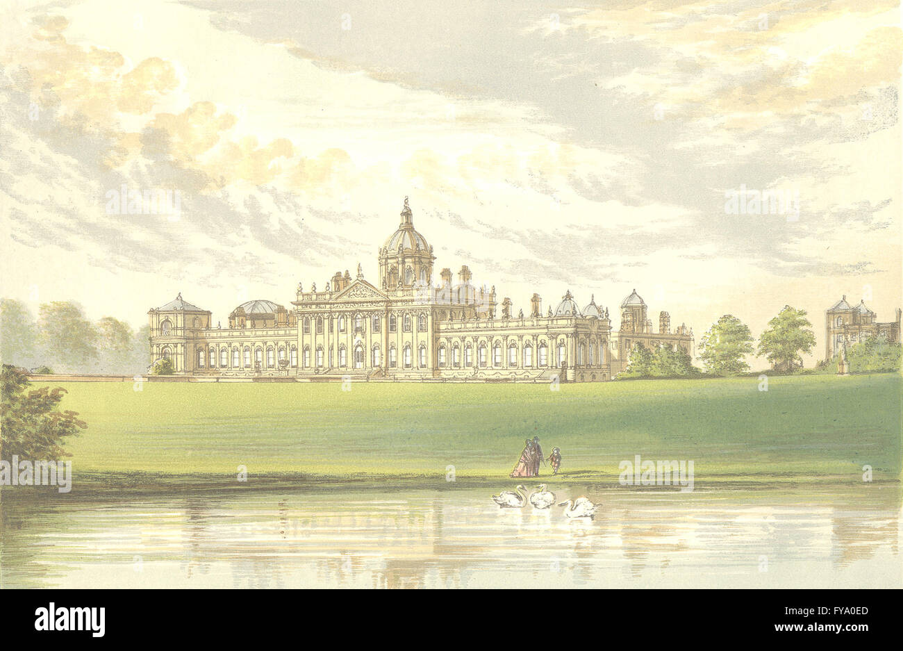 CASTLE HOWARD, Malton, Yorkshire (Earl of Carlisle), antique print 1890 Stock Photo