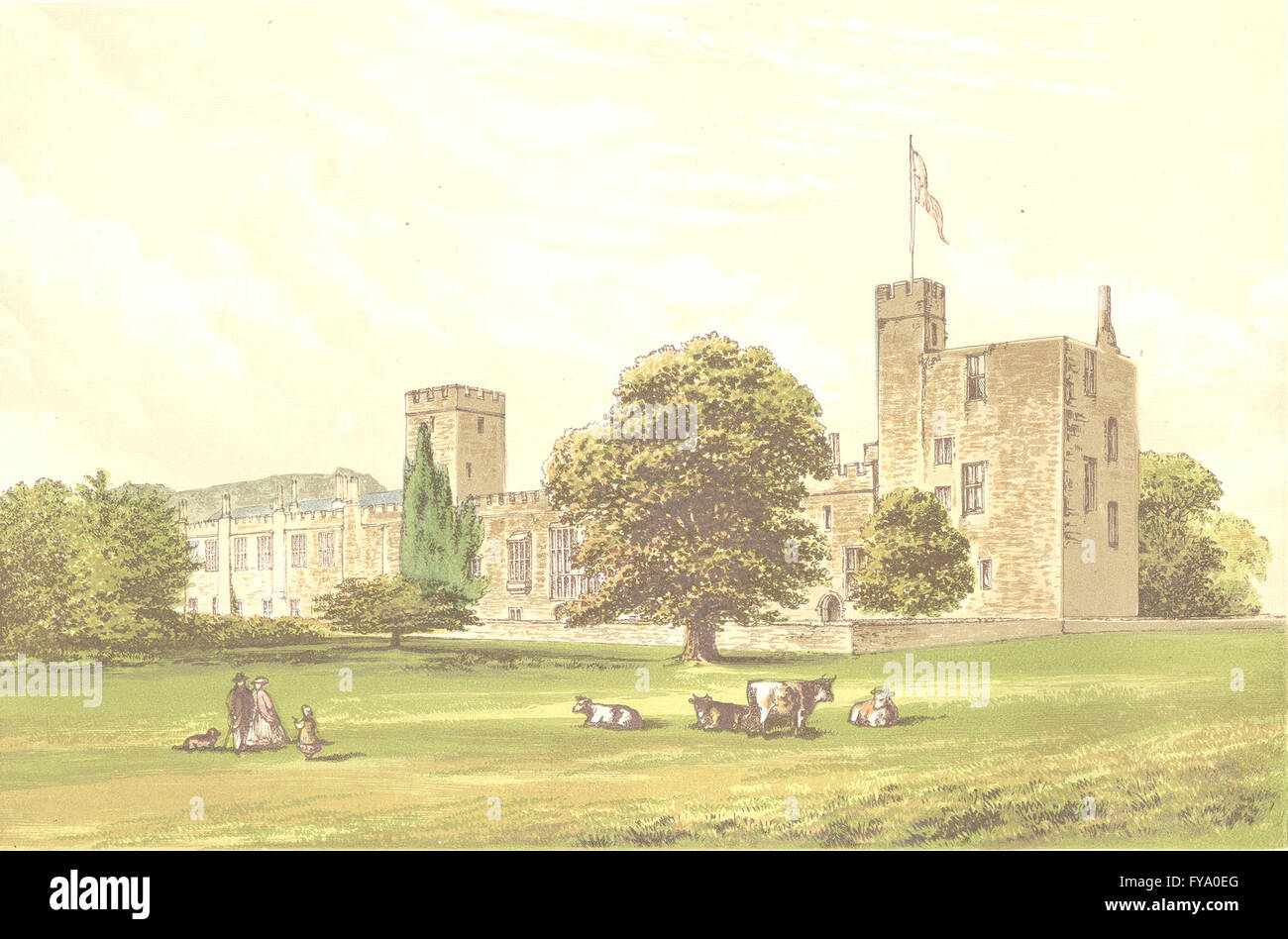 SUDELEY CASTLE, Winchcombe, Gloucestershire (Dent), antique print 1890 Stock Photo
