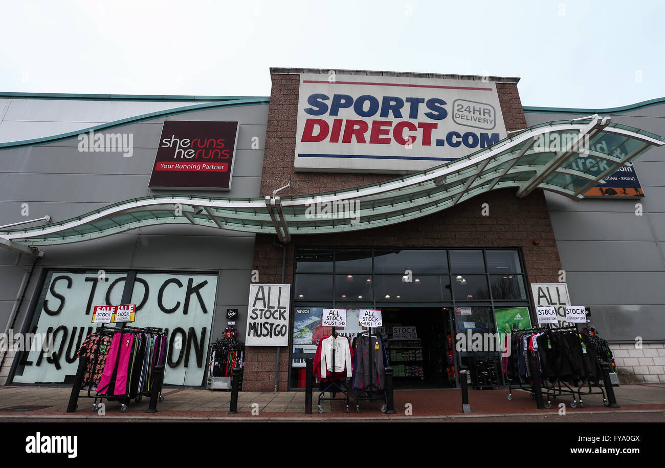 The Sports Direct store at Friern Retail park shows signage for