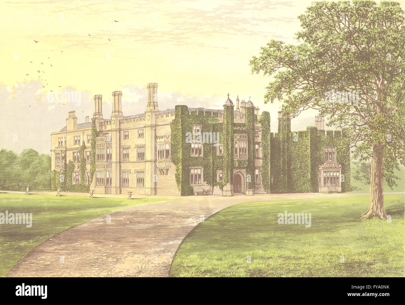DRAKELOW HALL, Burton-on-Trent, Derbyshire (Gresley, Bart), antique print 1890 Stock Photo