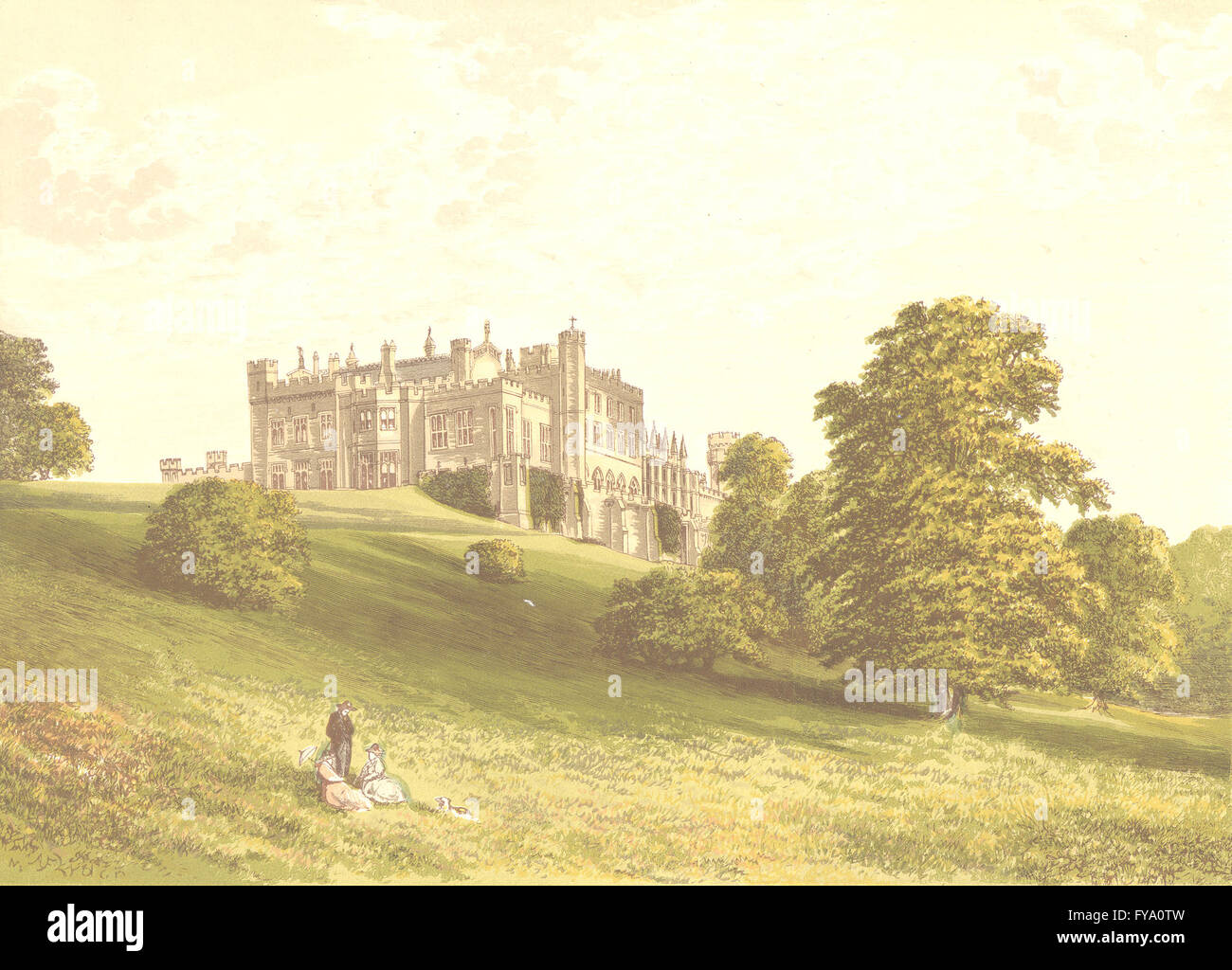 LAMBTON CASTLE, Durham (Earl of Durham), antique print 1891 Stock Photo