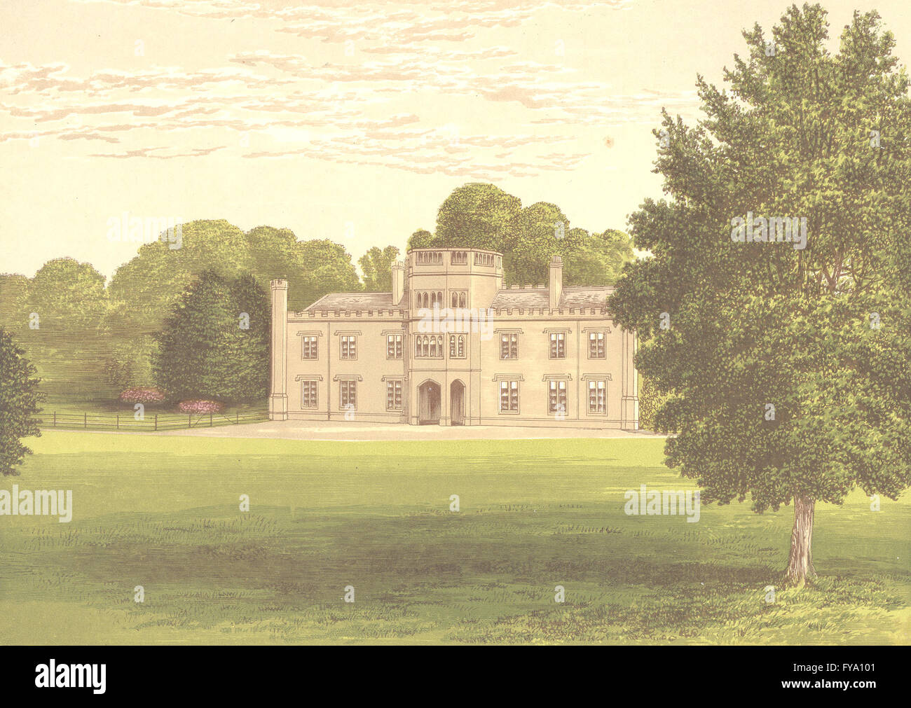 WOLSELEY HALL, Rugeley, Staffordshire (Wolseley, Baronet), antique print 1891 Stock Photo