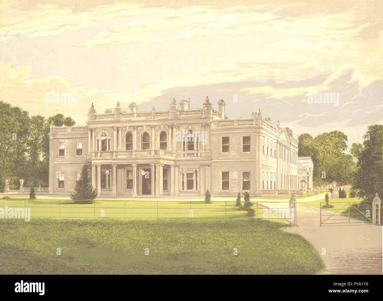 ROLLESTON HALL, Burton-upon-Trent, Staffordshire (Mosley, Baronet), print 1892 Stock Photo