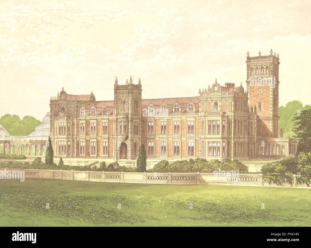 SOMERLEYTON, Lowestoft, Suffolk (Crossley, Baronet), antique print 1892 Stock Photo