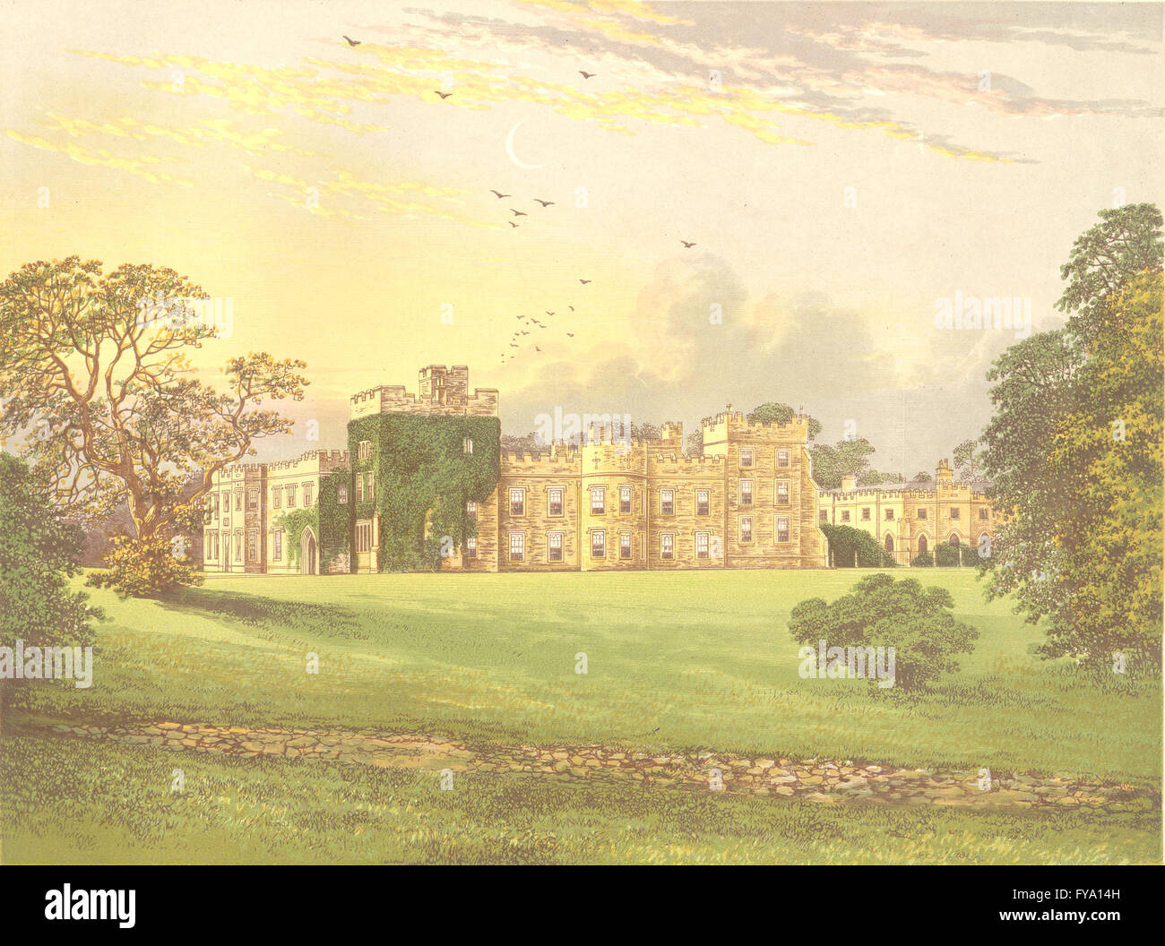 HORNBY CASTLE, Bedale, Yorkshire (Duke of Leeds), antique print 1893 Stock Photo