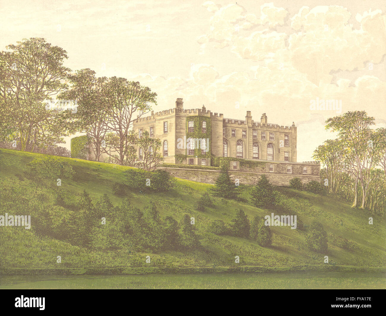 WORKINGTON HALL, Whitehaven, Cumberland (Curwen), antique print 1893