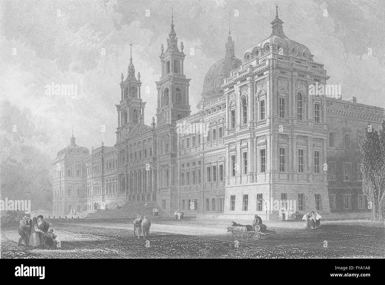 PORTUGAL: Mafra ; Finden, antique print 1833 Stock Photo