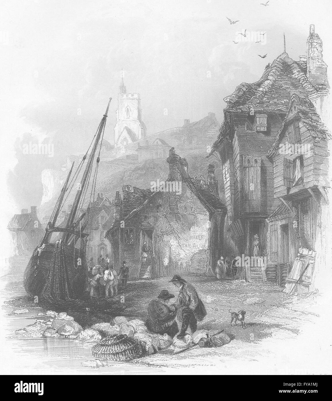 KENT: Folkestone; Bartlett; Finden, antique print 1842 Stock Photo