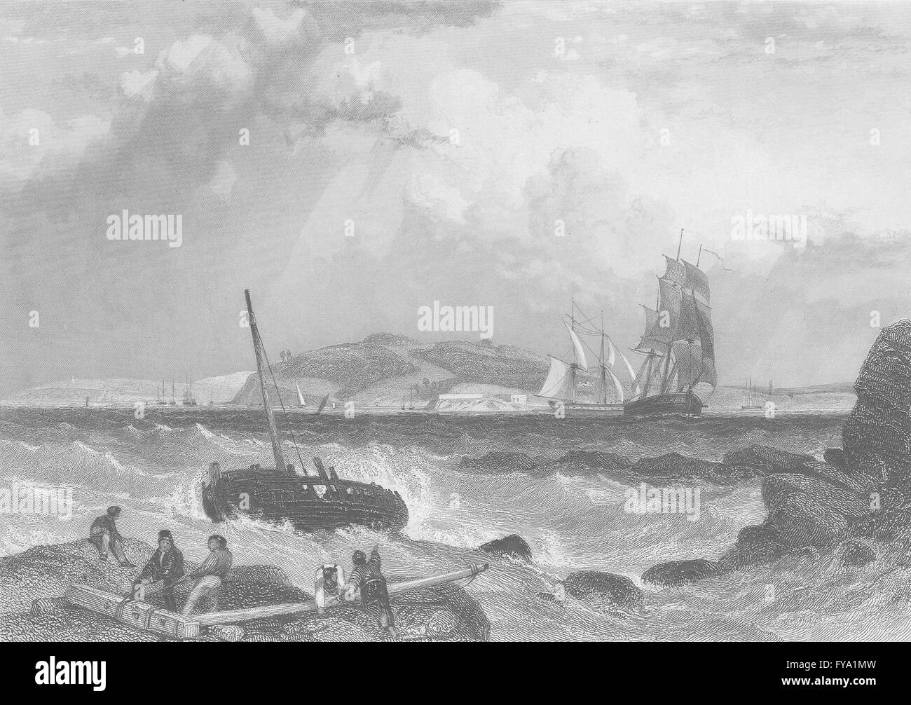 DEVON Mount Plymouth; Bartlett; Finden, antique print 1842