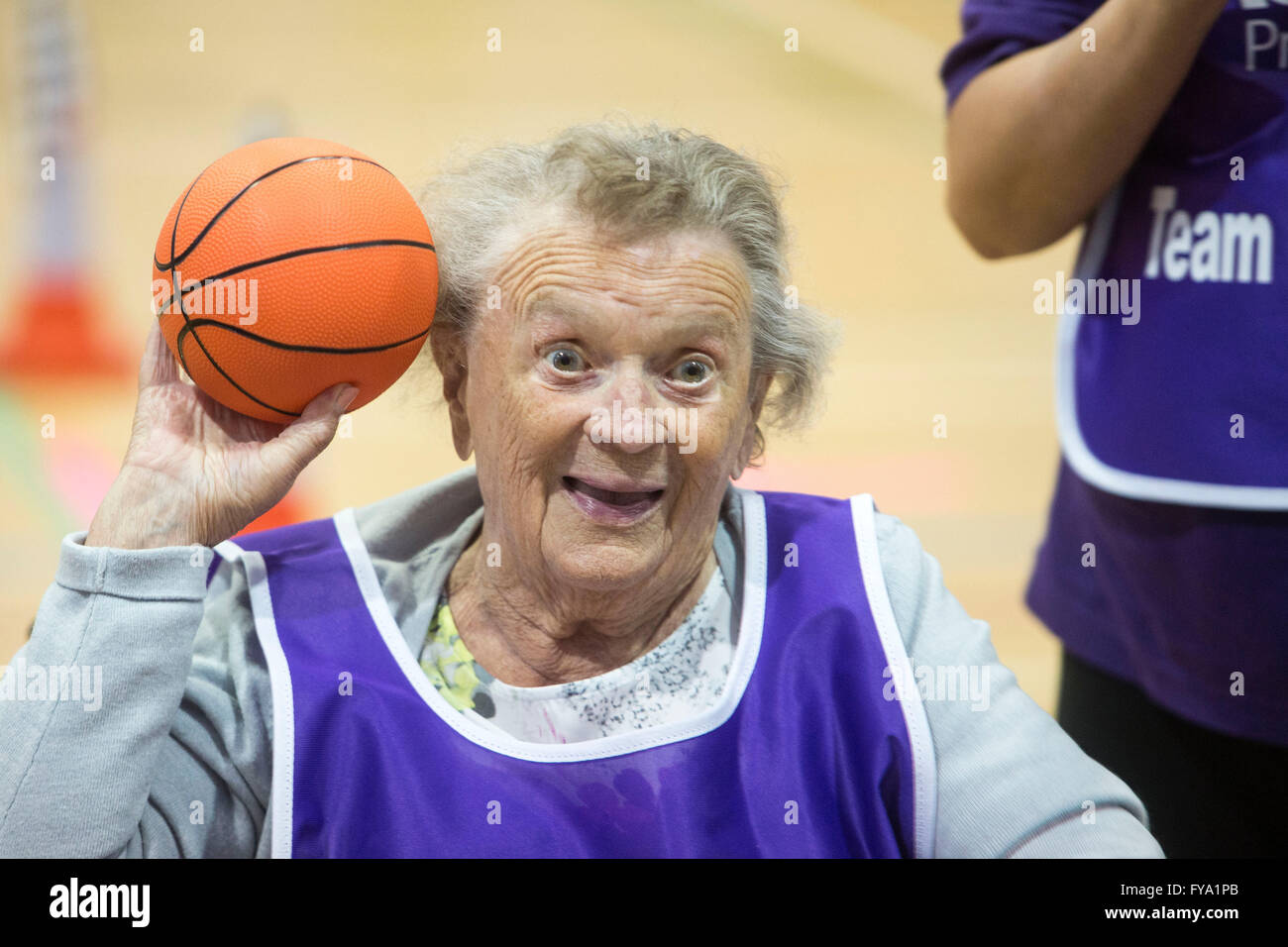 Elderly person keeping fit by taking part in sport Stock Photo