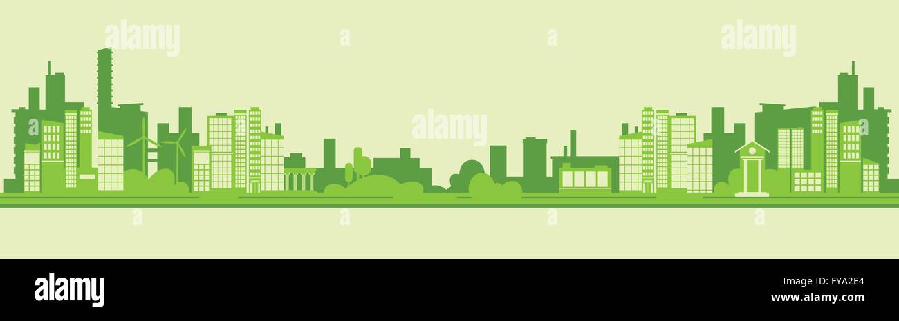 Green Silhouette Eco City Flat Vector Stock Vector Image & Art - Alamy