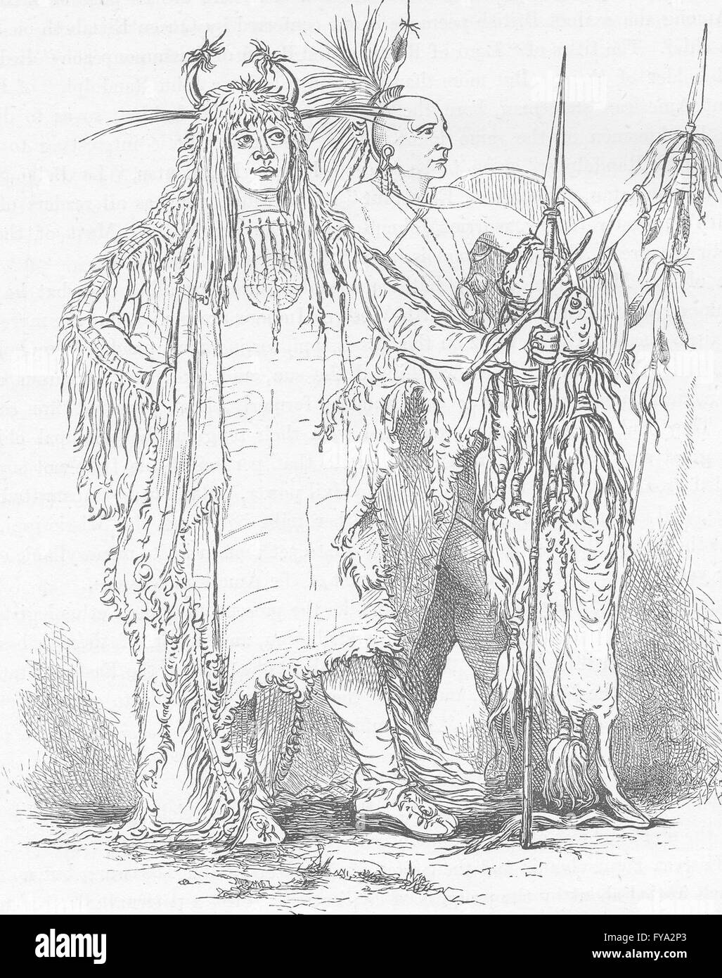 USA: Portraits of Petohpeekis, a Blackfoot & Tallee, an Osage, old print 1890 Stock Photo