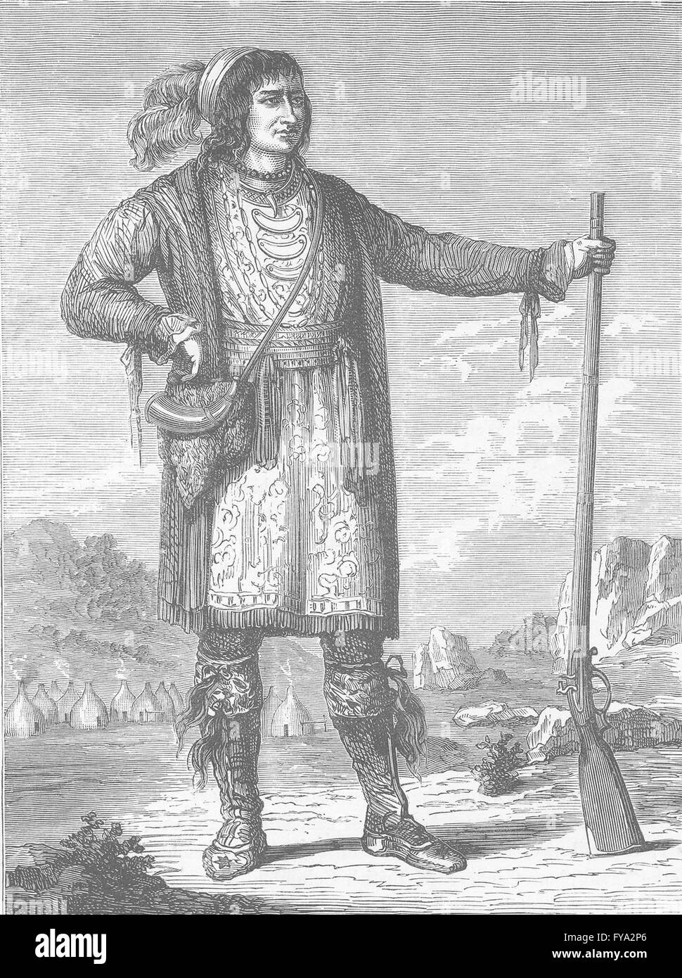 USA: Osceola, Seminole leader during their war against the US, old print 1890 Stock Photo