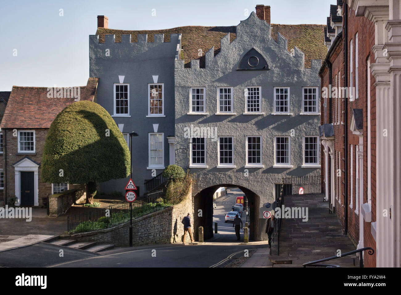 Ludlow, Shropshire, UK. The medieval Broad Gate (Broadgate) at the