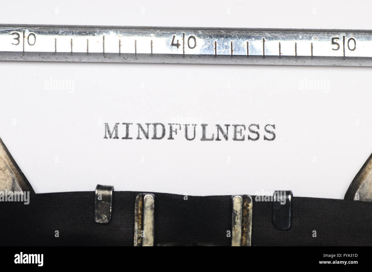 Word mindfulness typed on an old typewriter Stock Photo