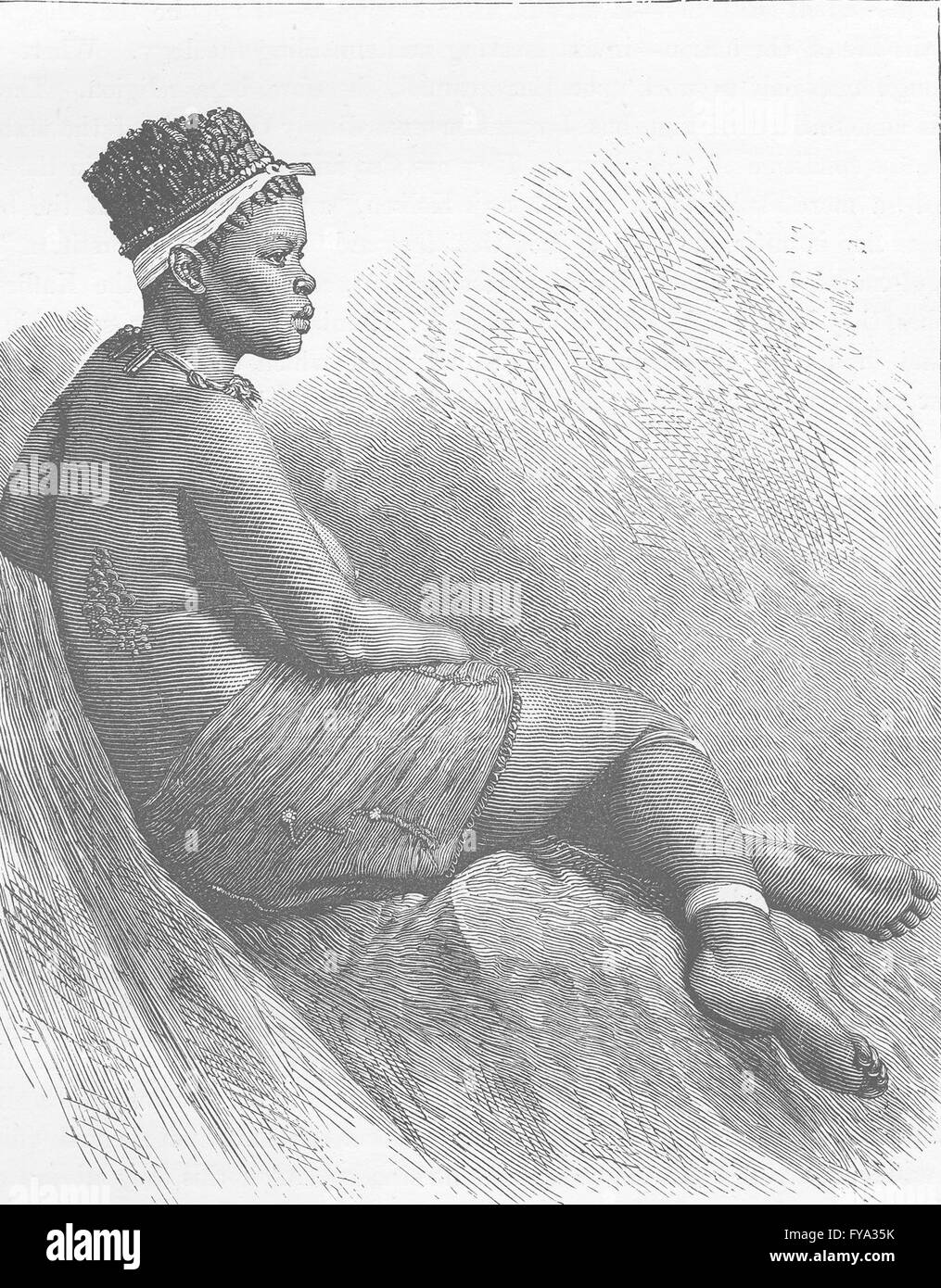 SOUTH AFRICA: Zulu belle, antique print 1890 Stock Photo