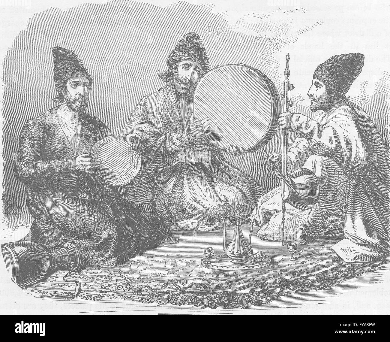 IRAN: Persian Musicians, antique print 1891 Stock Photo