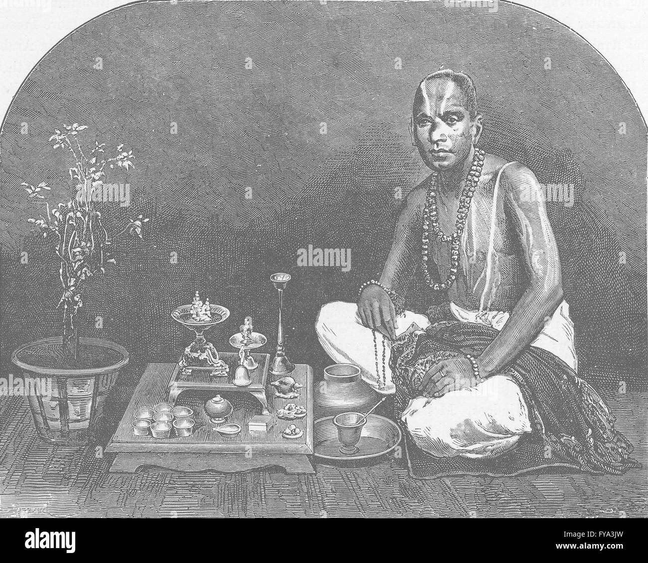 INDIA: Brahmin priest, antique print 1891 Stock Photo