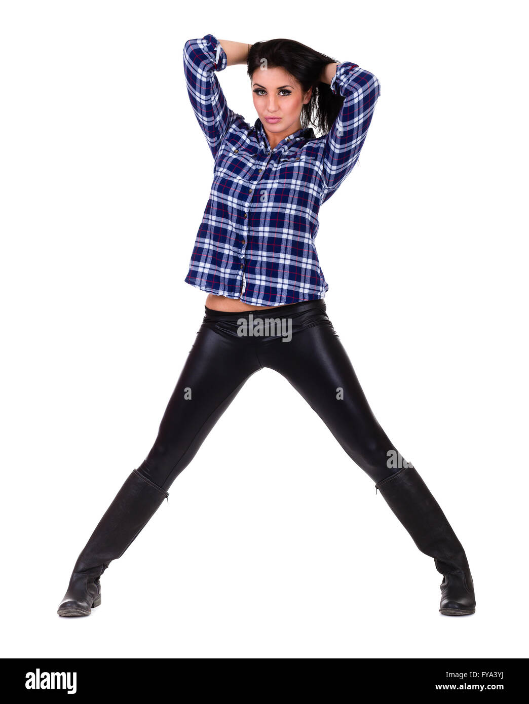Full length portrait of a casual happy woman Stock Photo - Alamy