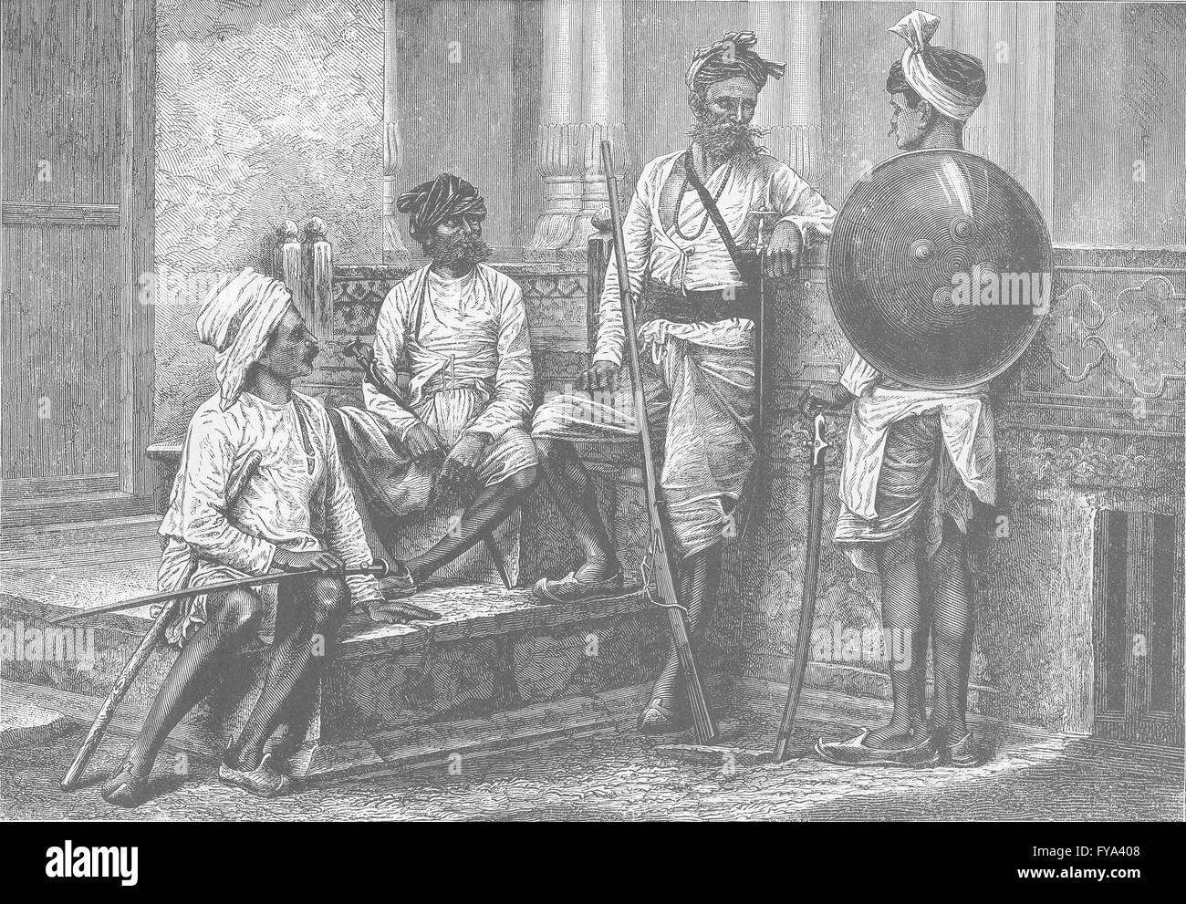INDIA: Rajputs, from Rajasthan, antique print 1892 Stock Photo