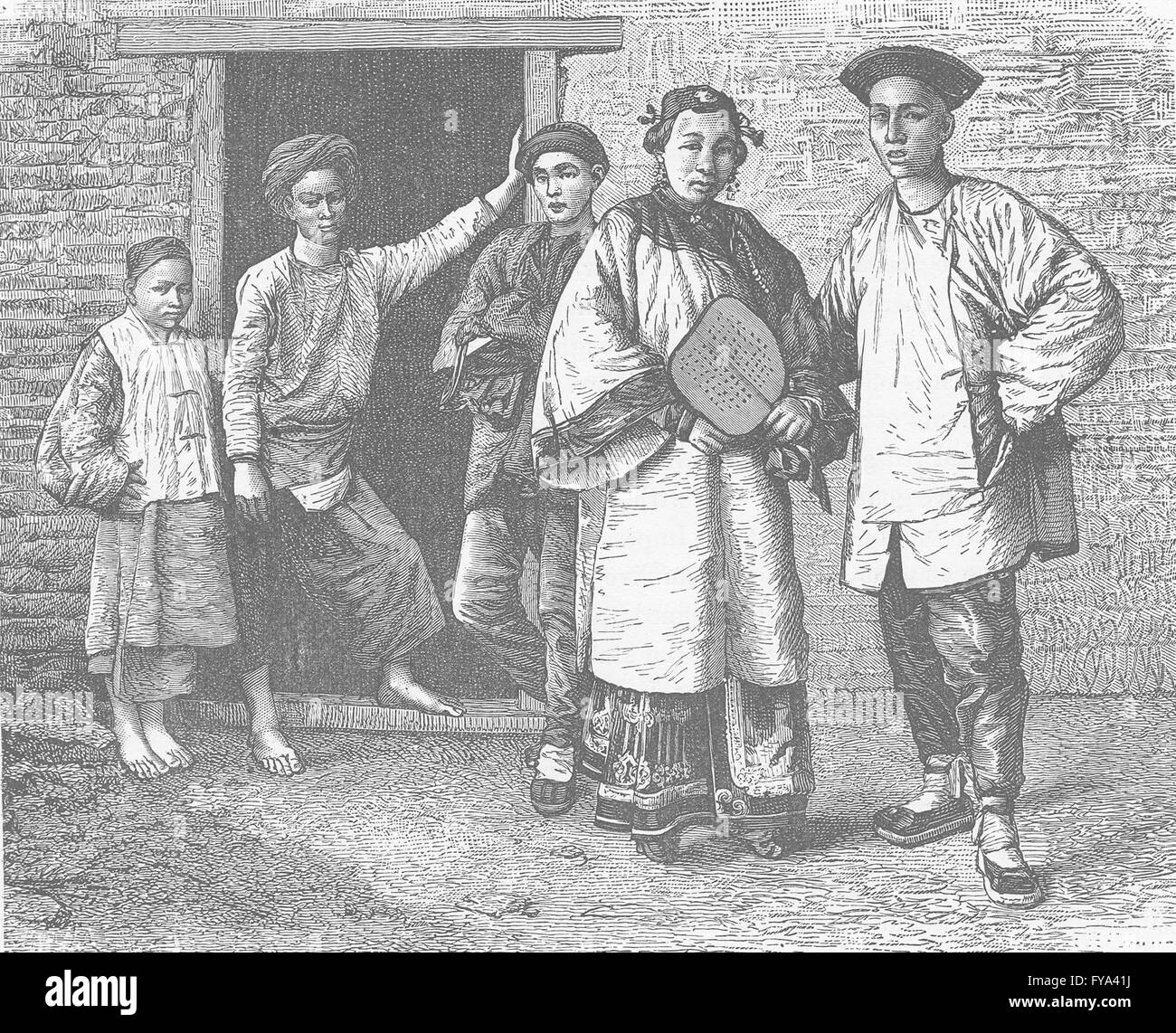 CHINA: Inhabitants of Xiamen, antique print 1892 Stock Photo