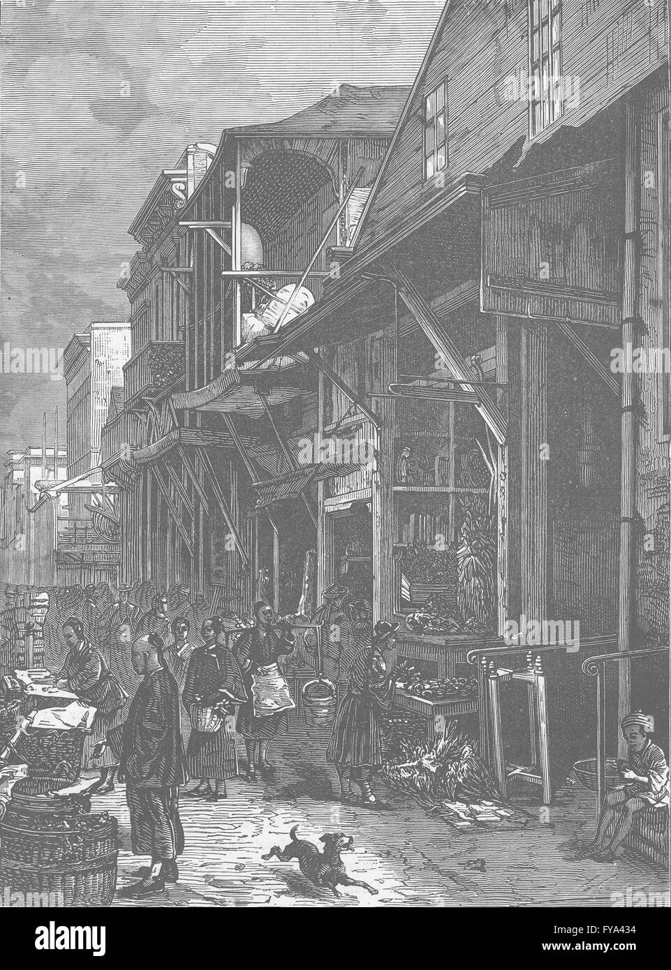 CHINA: Market street, China Town, San Francisco, antique print 1892 Stock Photo