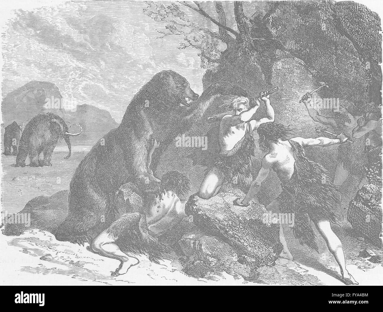 PREHISTORIC: Man in the days of the cave bear & mammoth (Palaeolithic) , 1893 Stock Photo