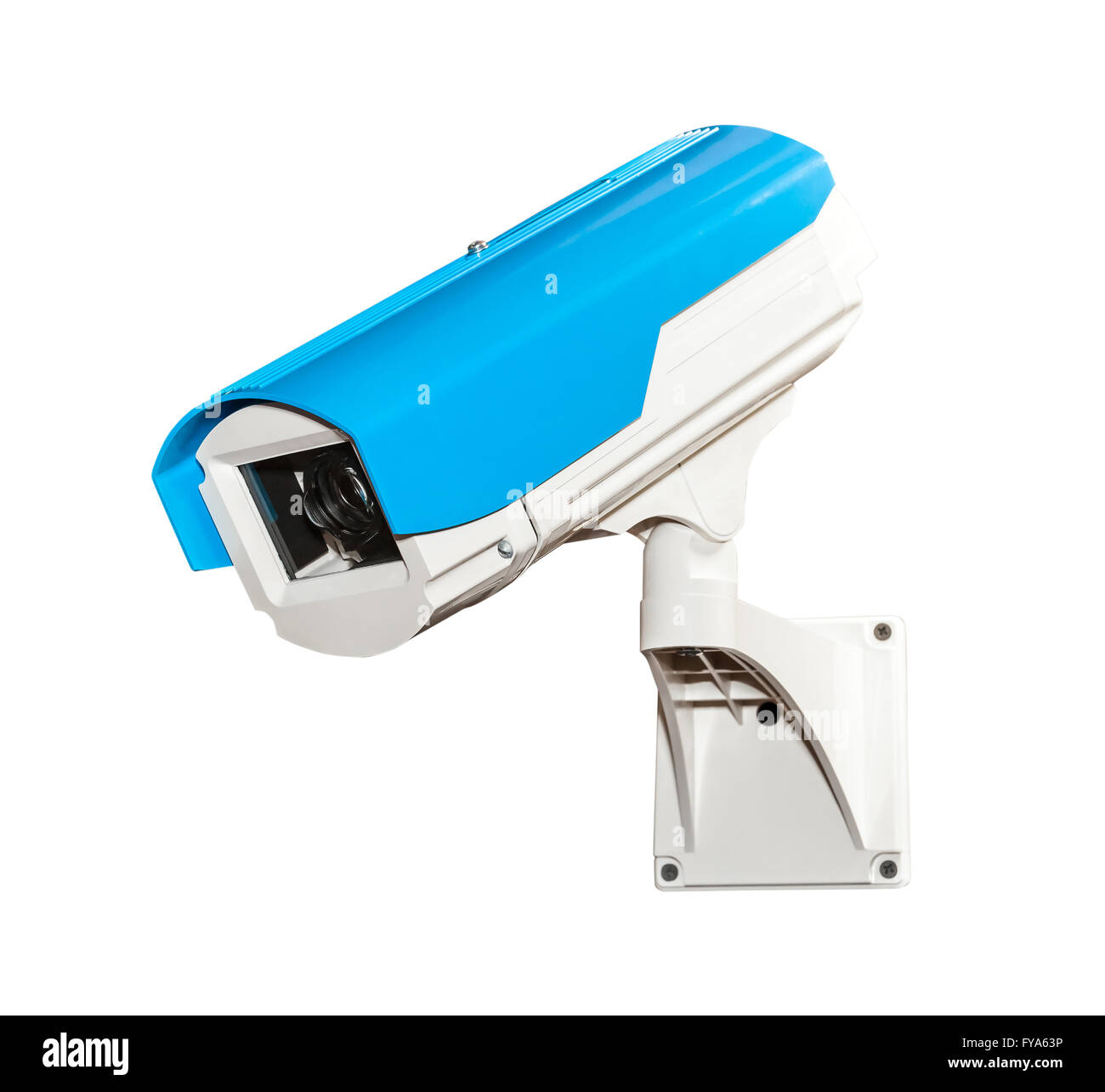 Blue security camera isolated Stock Photo Alamy