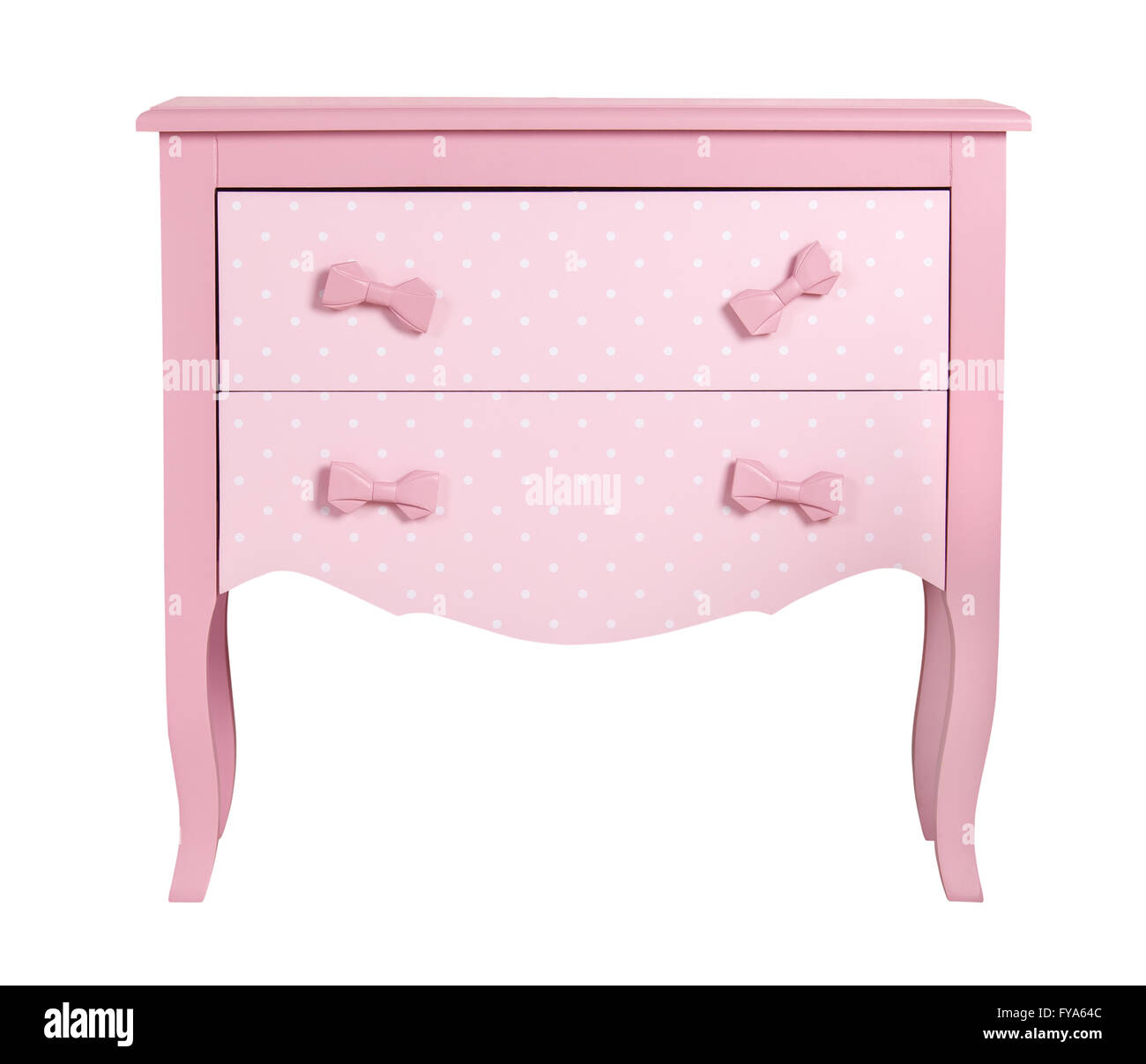 Pink children's chest of drawers isolated Stock Photo