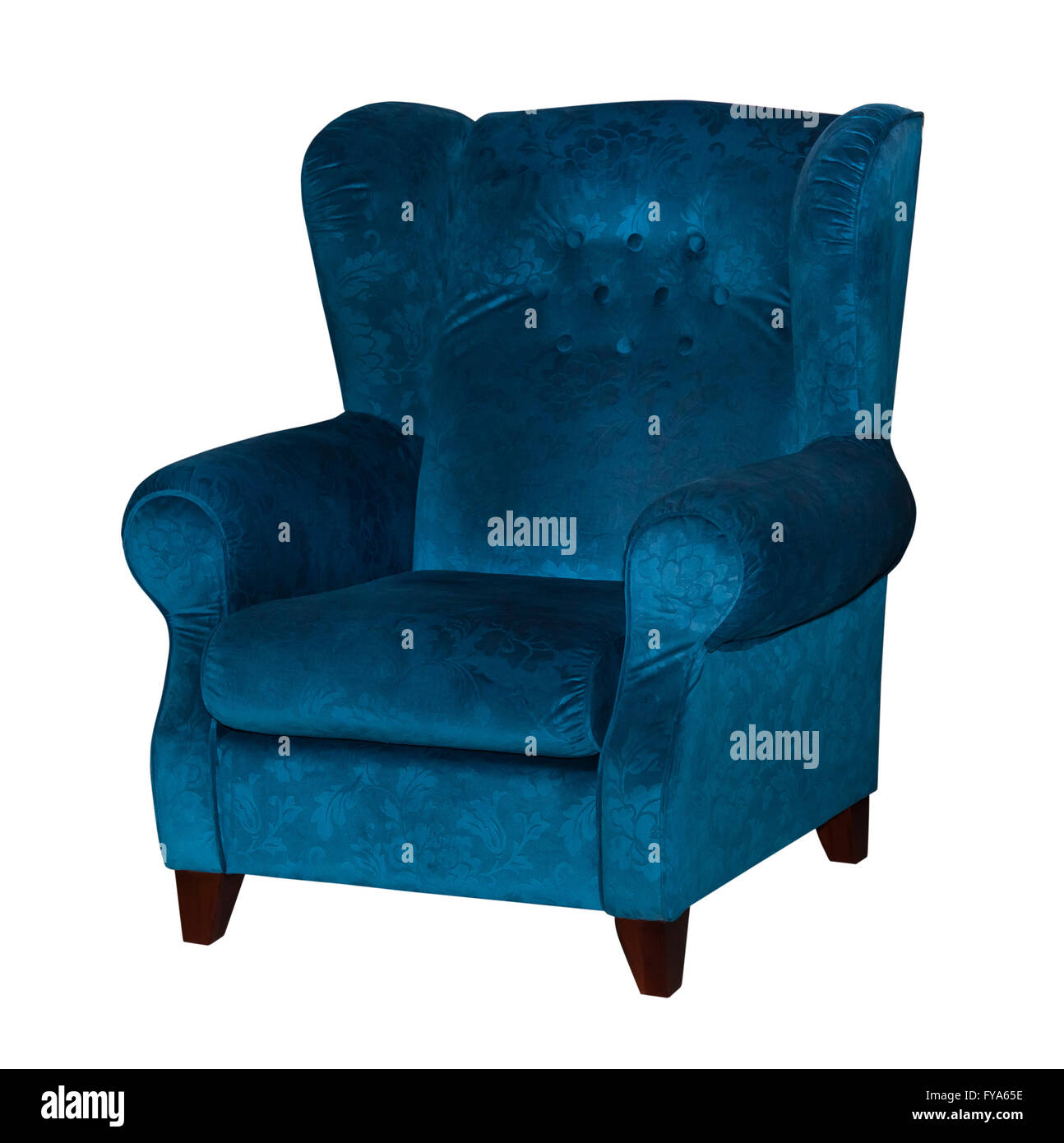 Blue textile chair isolated Stock Photo
