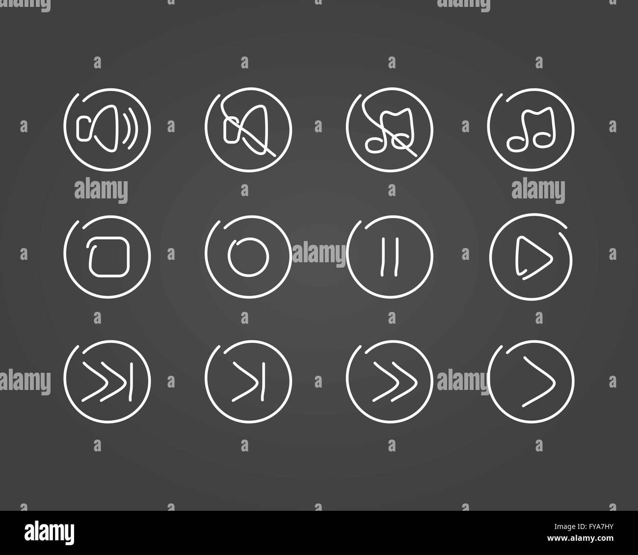 Sound multimedia icons draw effect. Vector illustration Stock Vector