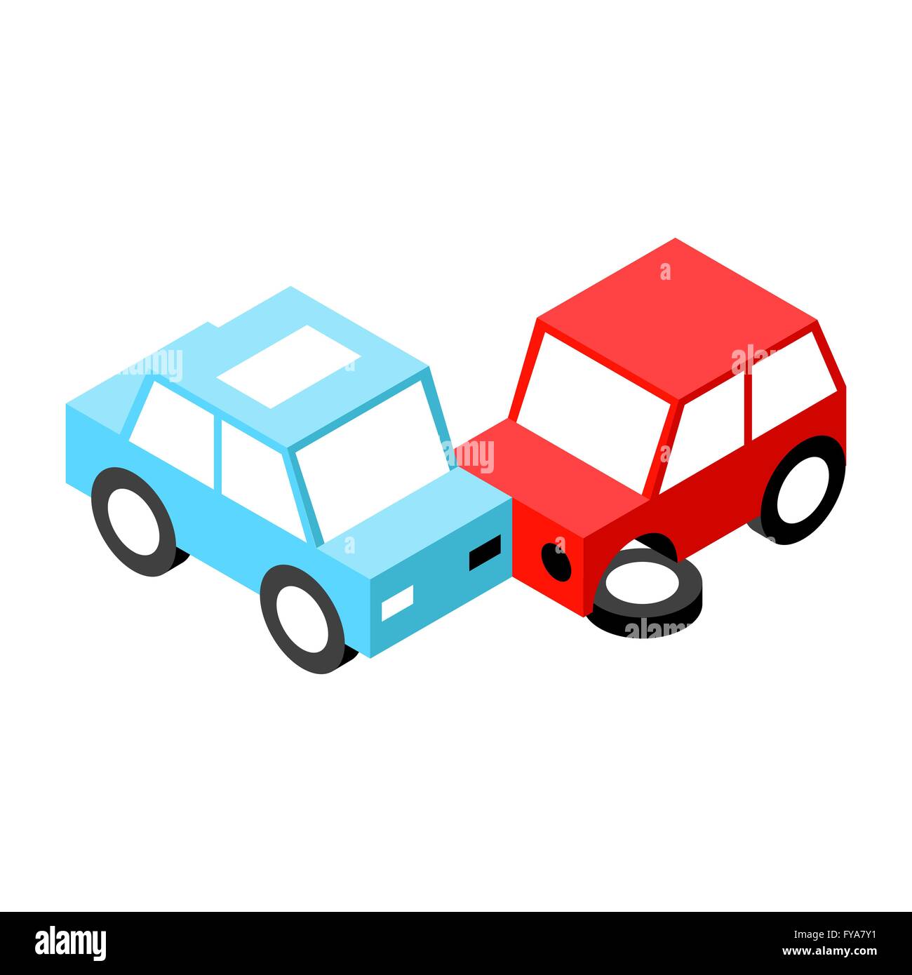 Car accident.Vector illustration. EPS 10. No transparency. No gradients. Stock Vector