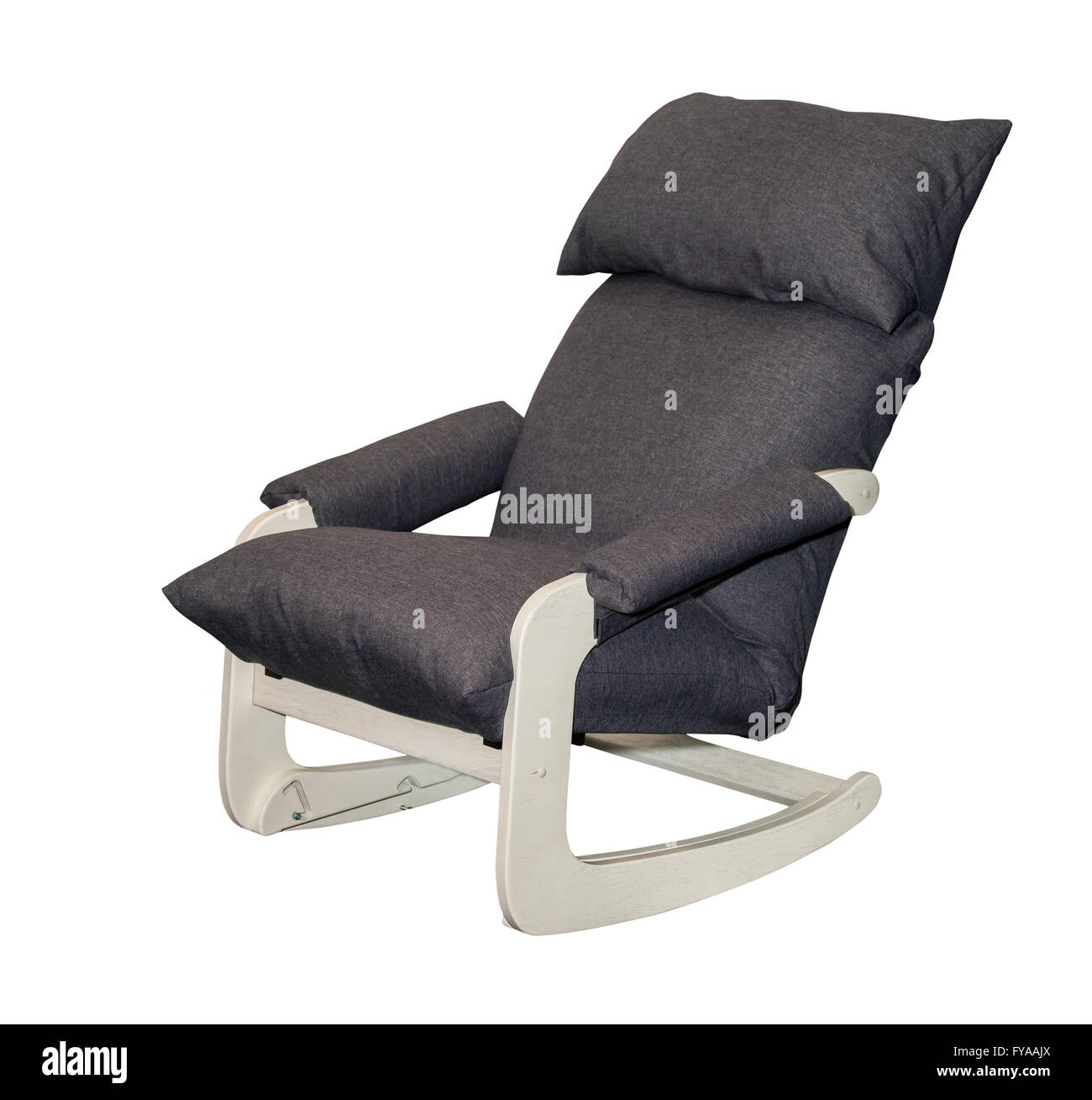 Grey textile rocking chair isolated Stock Photo