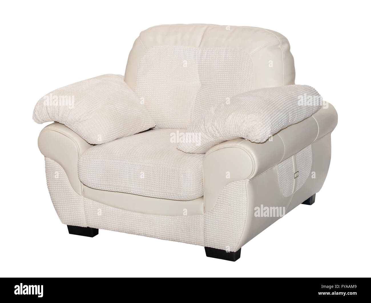 Grey textile big chair isolated Stock Photo