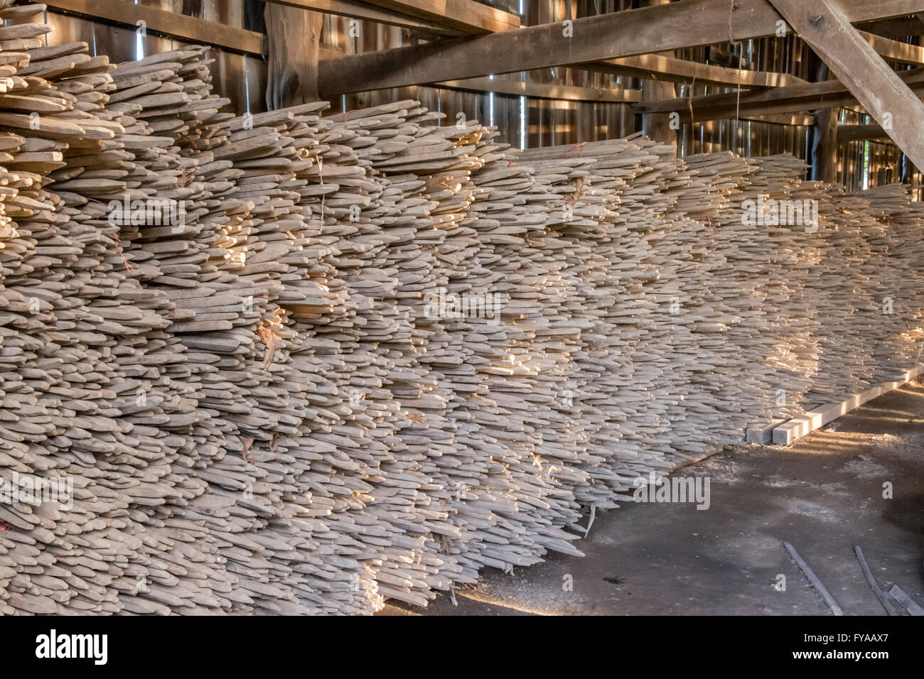 Tobacco sticks stacked in a barn in Kentucky USA Stock Photo Alamy