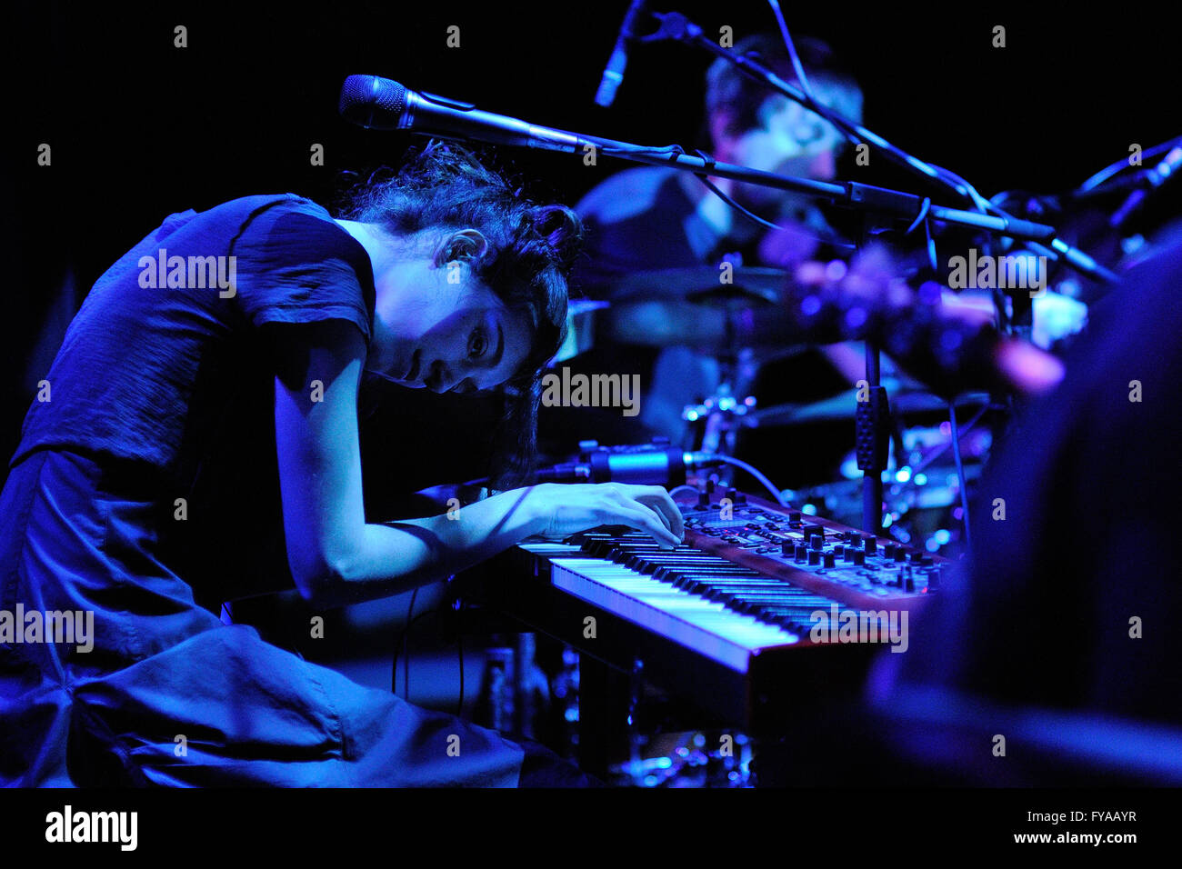 BARCELONA - MAY 17: Maria Coma (pianist, composer and songwriter who sings in Catalan) performs at Centre Artesa Tradicionarius Stock Photo