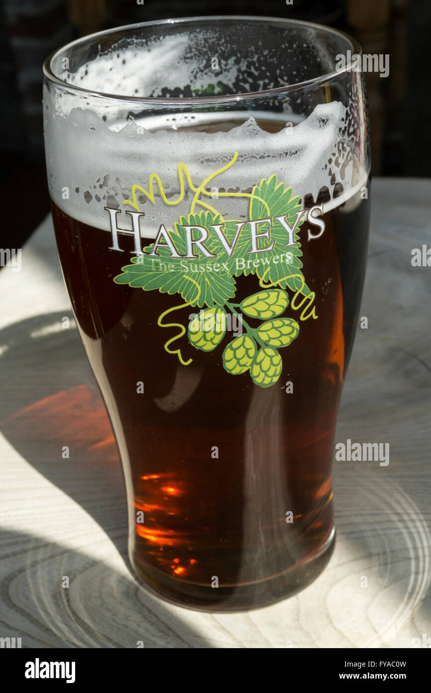A pint of Harvey's Sussex Best Bitter. Stock Photo