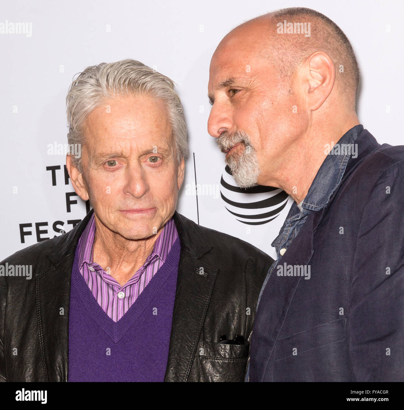 New York City, USA - April 24, 2016: Michael Douglas and Eric Schlosser attend Tribeca Talks Stock Photo
