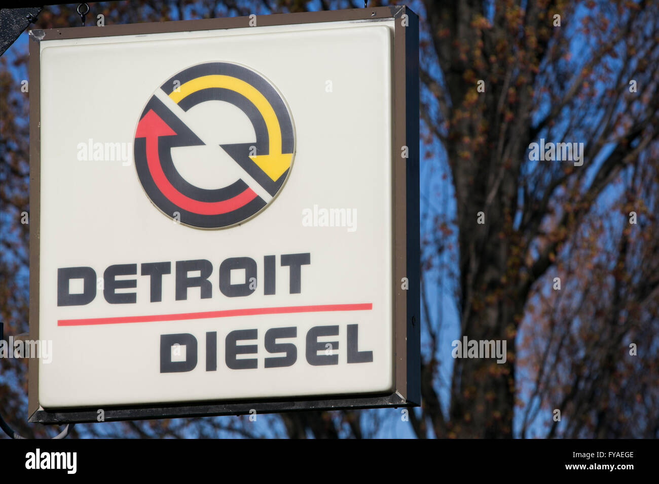 A logo sign outside of a facility occupied by Detroit Diesel in Carlisle, Pennsylvania on April 17, 2016. Stock Photo