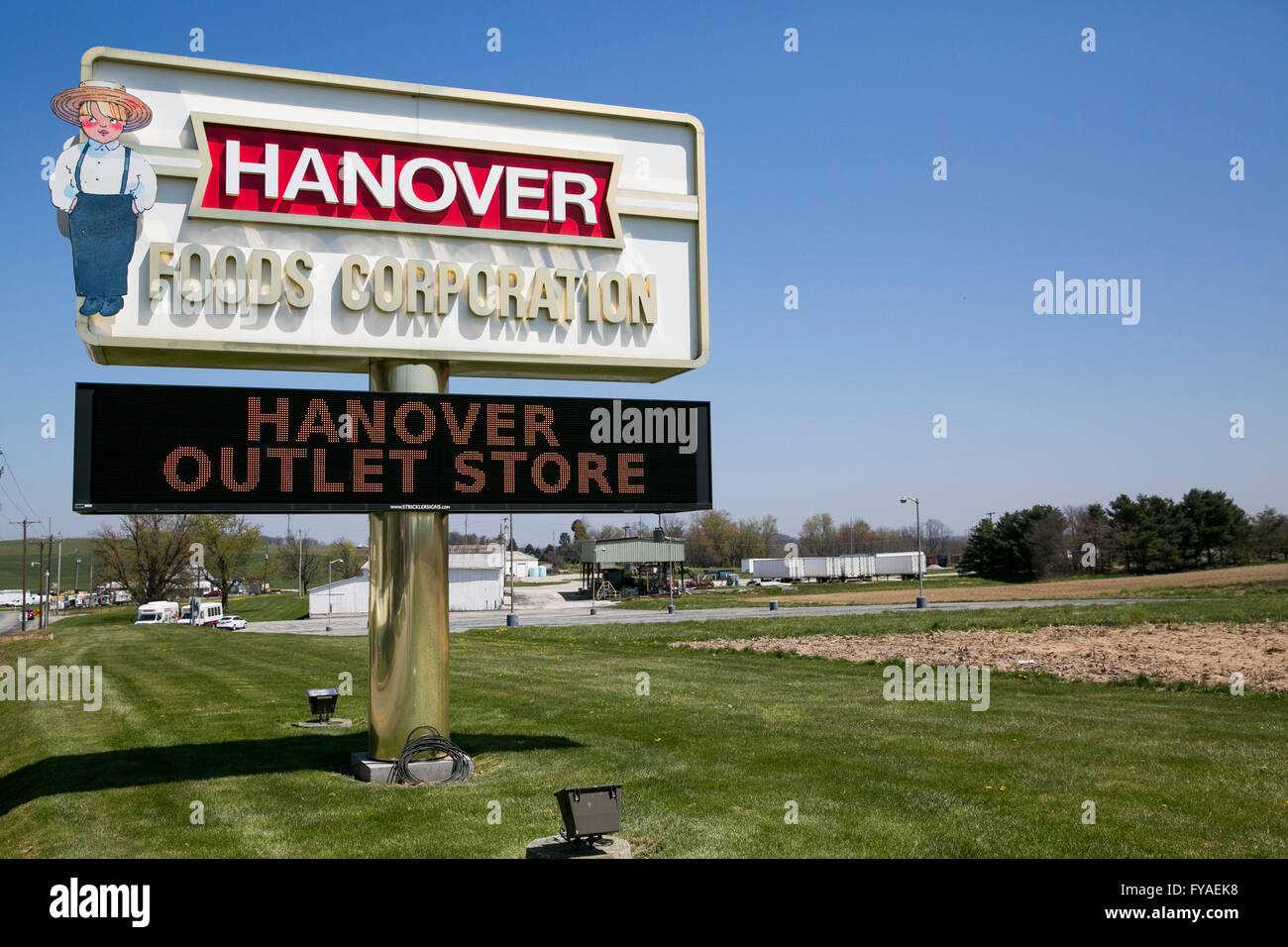 A logo sign outside of the headquarters of the Hanover Foods Corporation in Hanover, Pennsylvania on April 17, 2016. Stock Photo