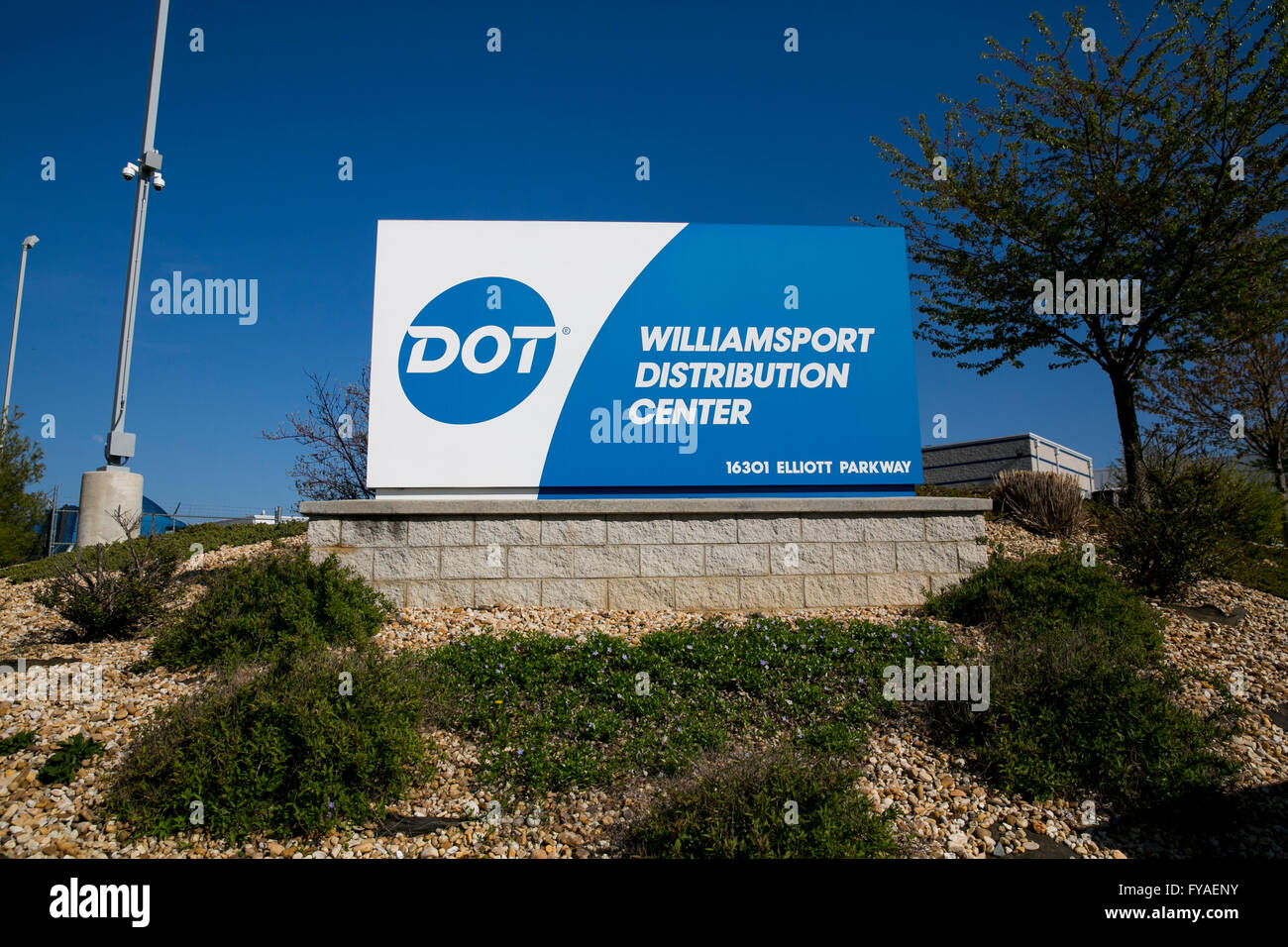 A logo sign outside of a facility occupied by Dot Foods, Inc., in Williamsport, Maryland on April 17, 2016. Stock Photo