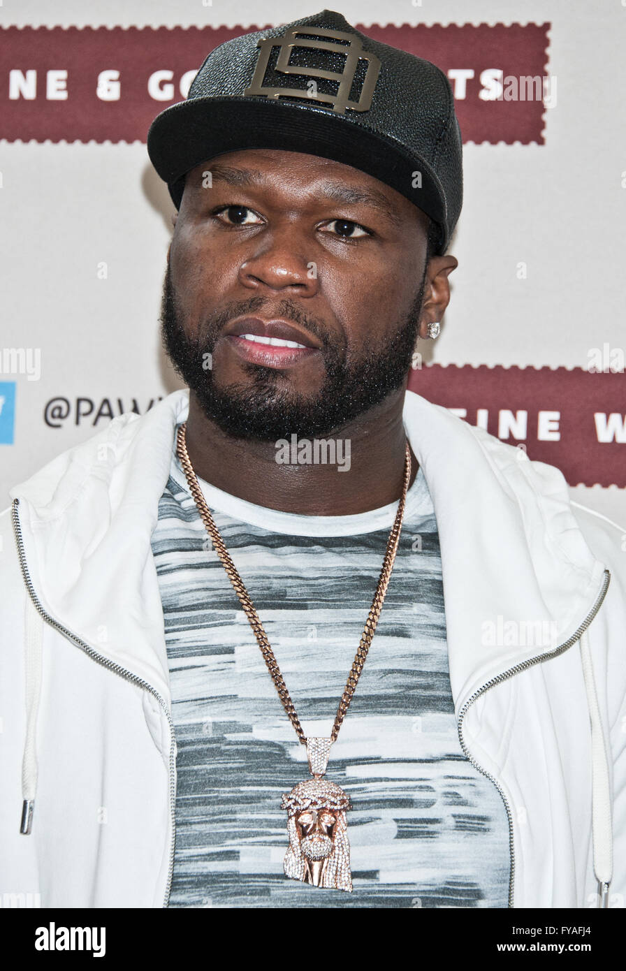 Philadelphia, PA, USA. 23rd April, 2016. 50 Cent EFFEN Vodka Bottle Signing at PA Fine Wine and Good Spirits Store. Stock Photo