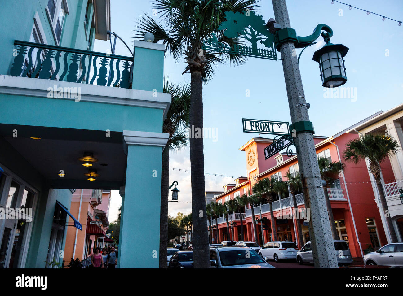 Orlando Florida,master-planned community,neo-urbanism,downtown,Market Street,Front,Town Center,centre,FL160401041 Stock Photo