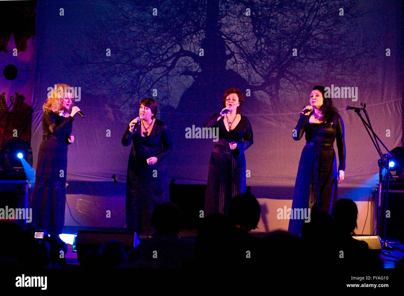 Bulgarian vocal group called The Eva Quartet performing in Warsaw, Poland. Stock Photo