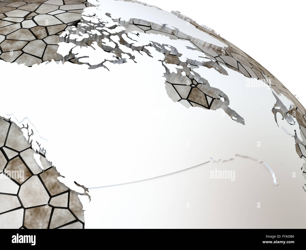 Canada on metallic model of planet Earth. Shiny steel continents with ...