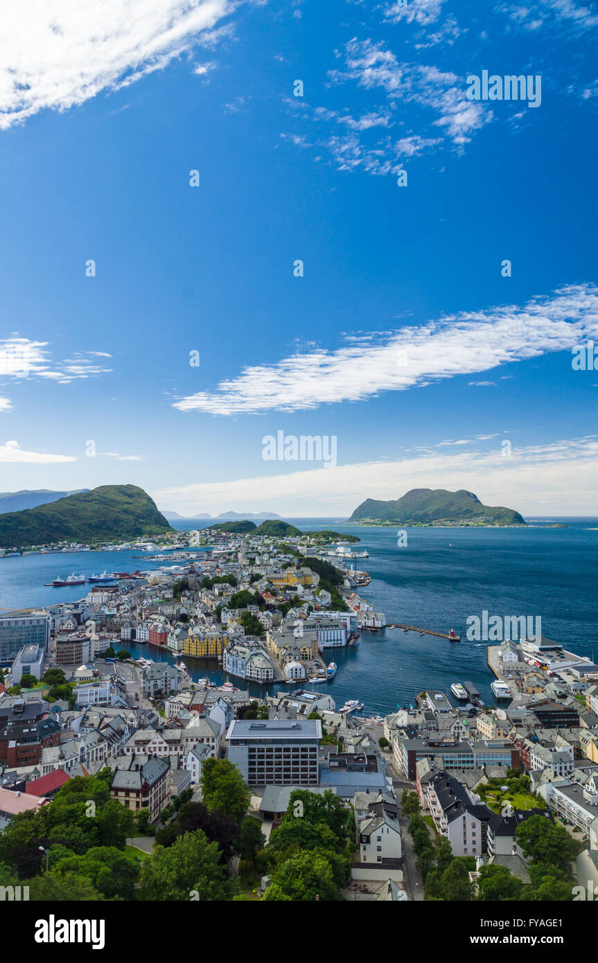 Alesund town overlook view by summer, Norway Stock Photo