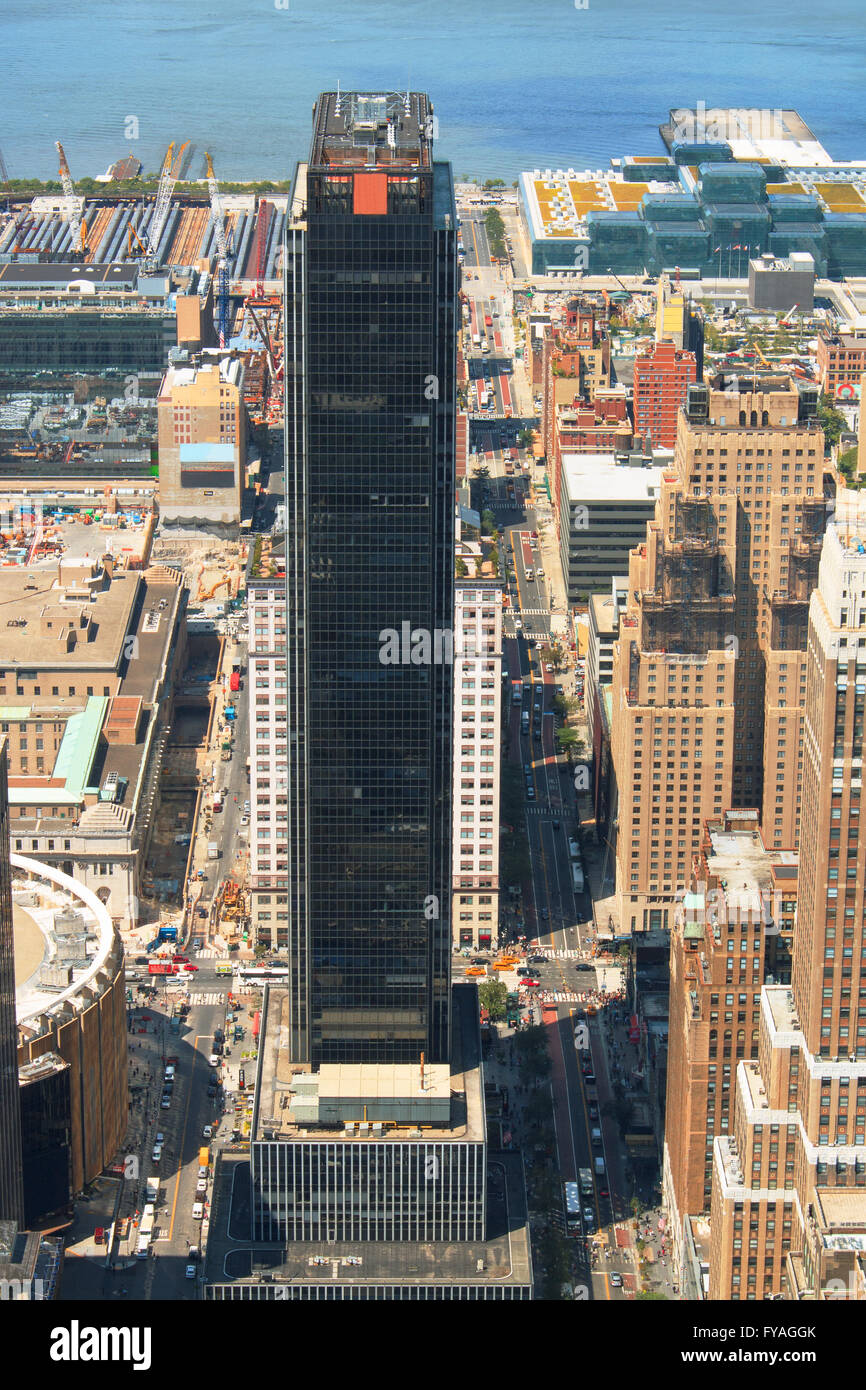 New York City Manhattan skyline aerial view with skyscrapers and street ...