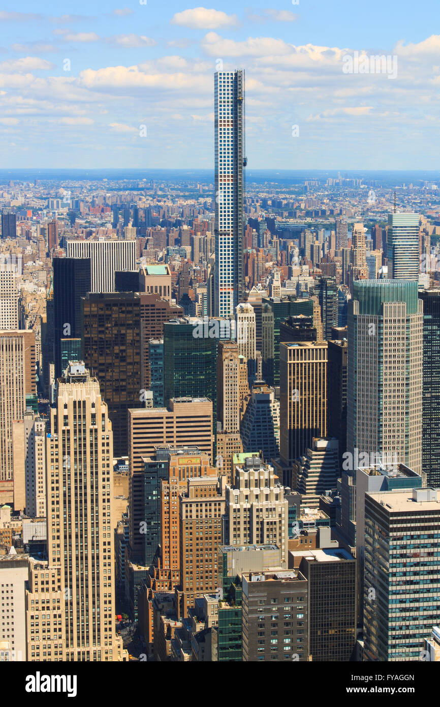 New York City Manhattan skyline aerial view with skyscrapers and street ...
